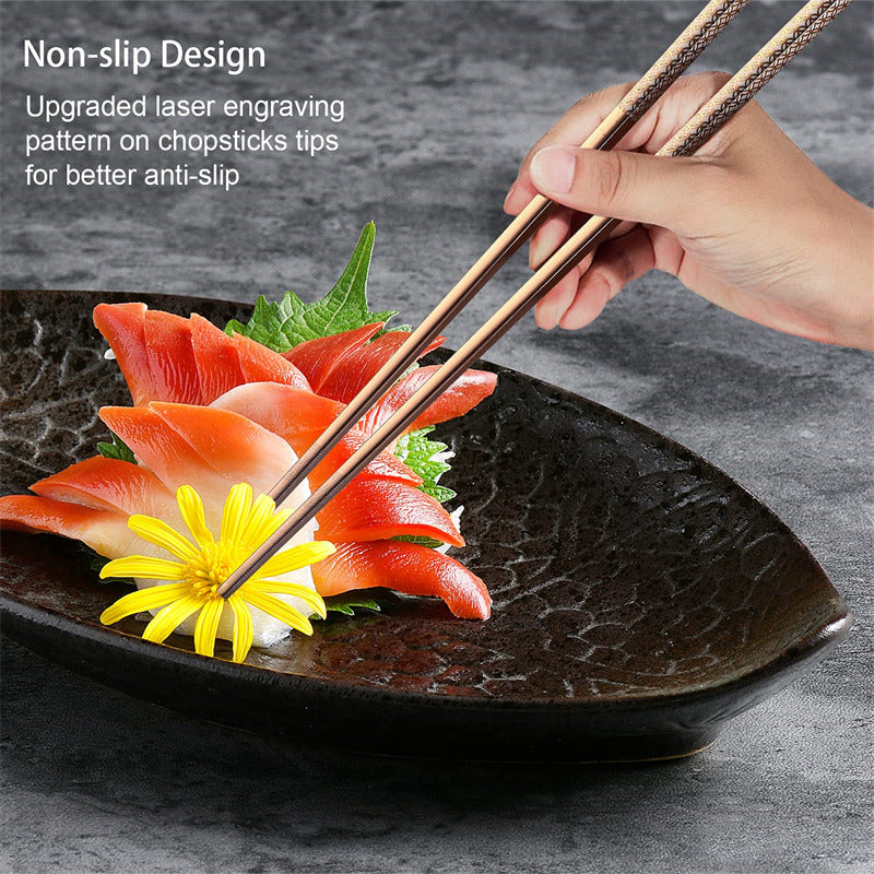 Korean Metal Chopsticks Reusable 304 Stainless Steel Chopsticks 5 Pairs Gift Set