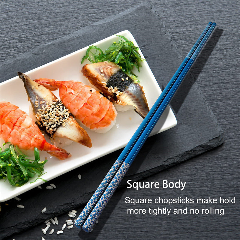 Korean Metal Chopsticks Reusable 304 Stainless Steel Chopsticks 5 Pairs Gift Set