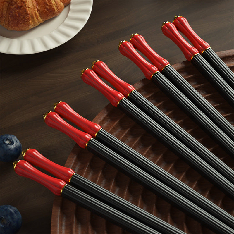 Reusable Non-Slip Fiberglass Chopsticks Simple Korean Style 5 Pairs Sets