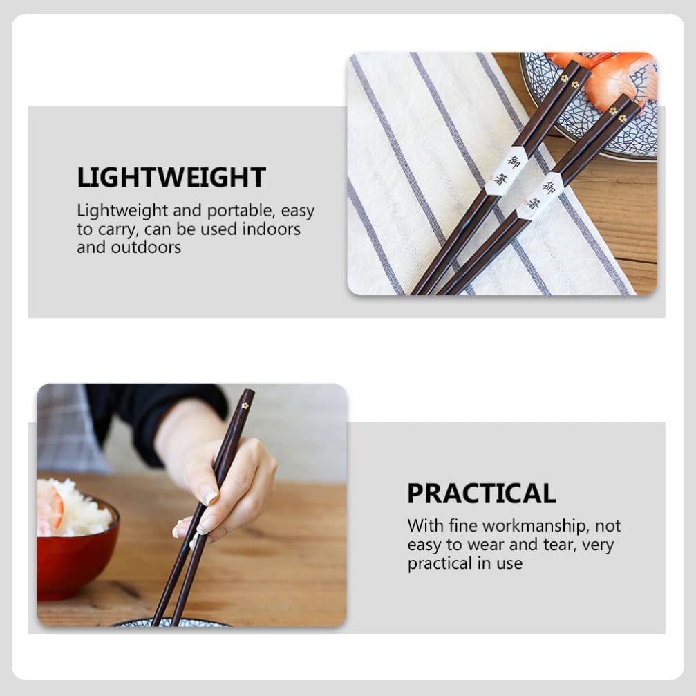 Brown Sakura Wooden Chopsticks Japanese Style Gift 5 Pairs Sets
