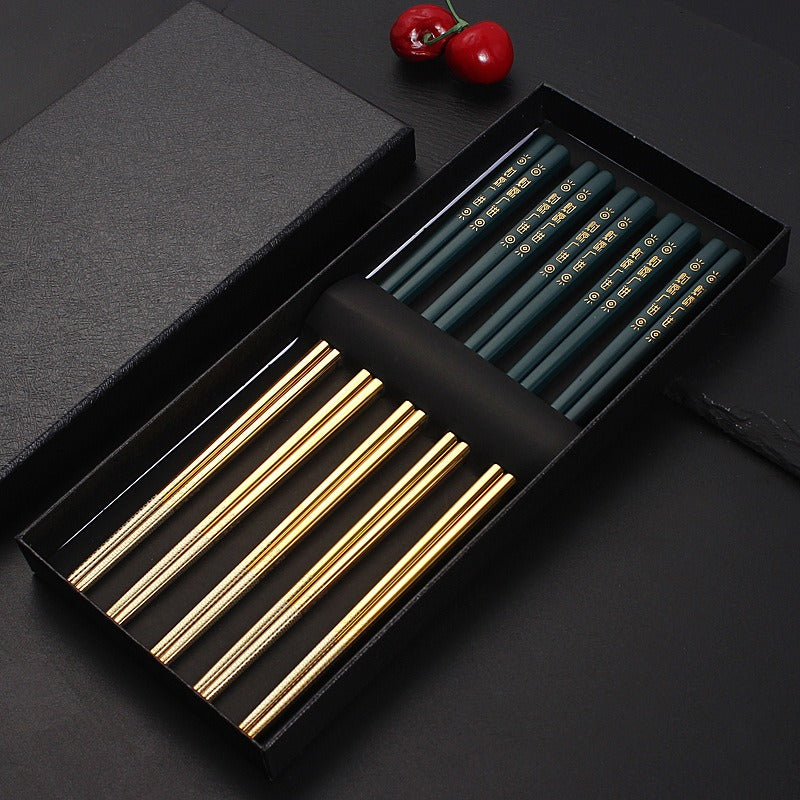 Colorful 304 Stainless Steel Chopsticks Chinese Style Luxury Gift Box