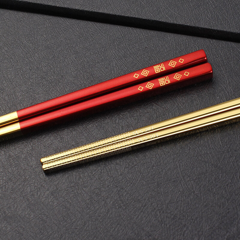 Colorful 304 Stainless Steel Chopsticks Chinese Style Luxury Gift Box