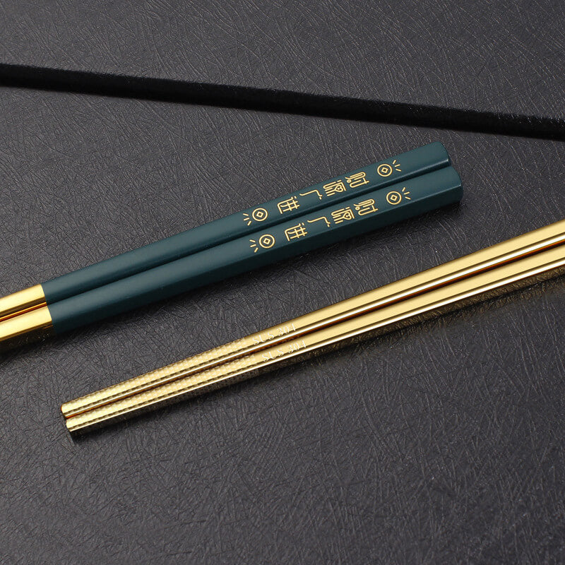 Colorful 304 Stainless Steel Chopsticks Chinese Style Luxury Gift Box