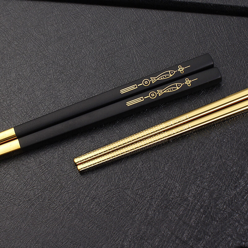 Colorful 304 Stainless Steel Chopsticks Chinese Style Luxury Gift Box