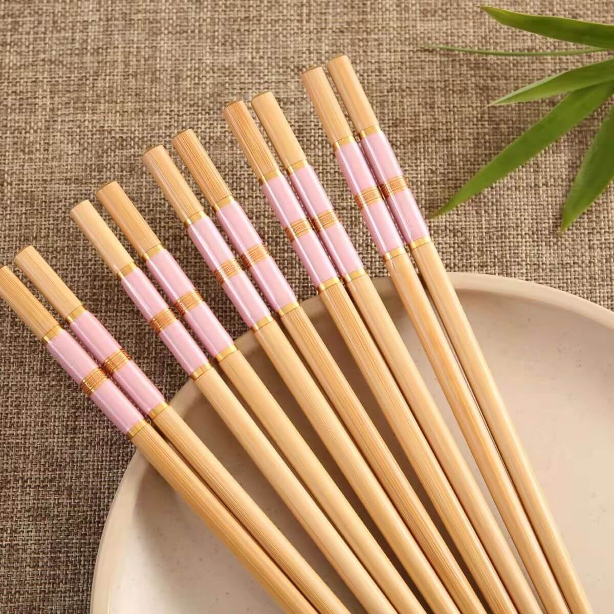 Colorful Natural Bamboo Chopsticks Advanced Chinese Style 5 Pairs Sets