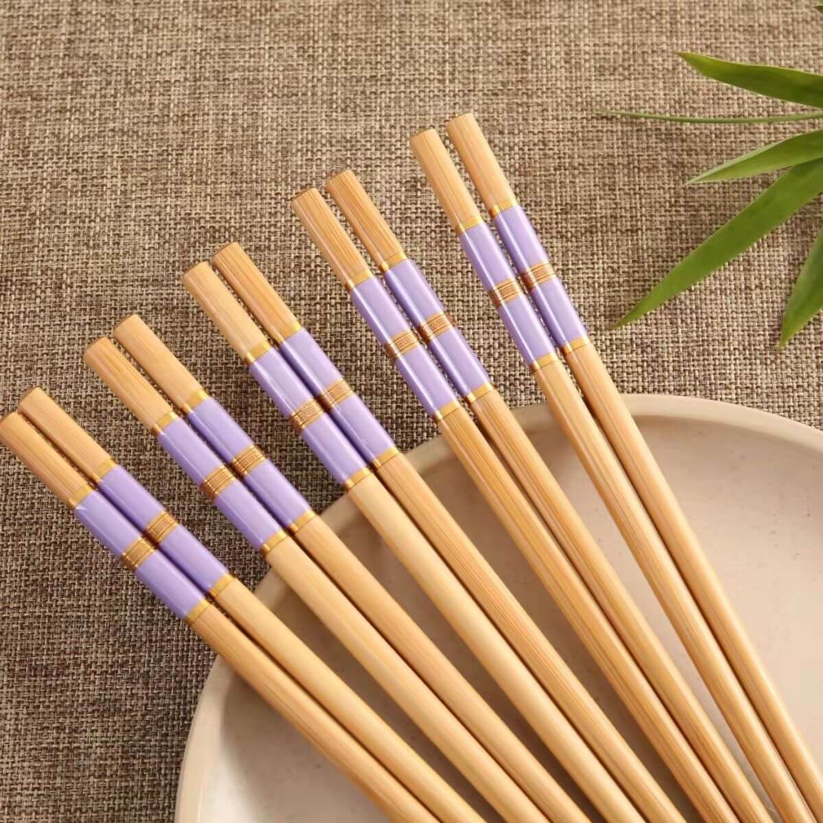 Colorful Natural Bamboo Chopsticks Advanced Chinese Style 5 Pairs Sets