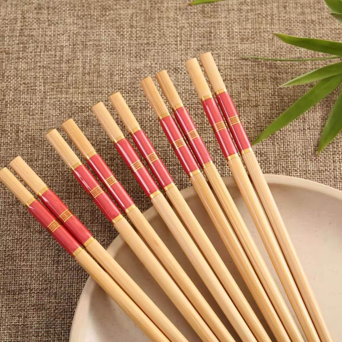 Colorful Natural Bamboo Chopsticks Advanced Chinese Style 5 Pairs Sets