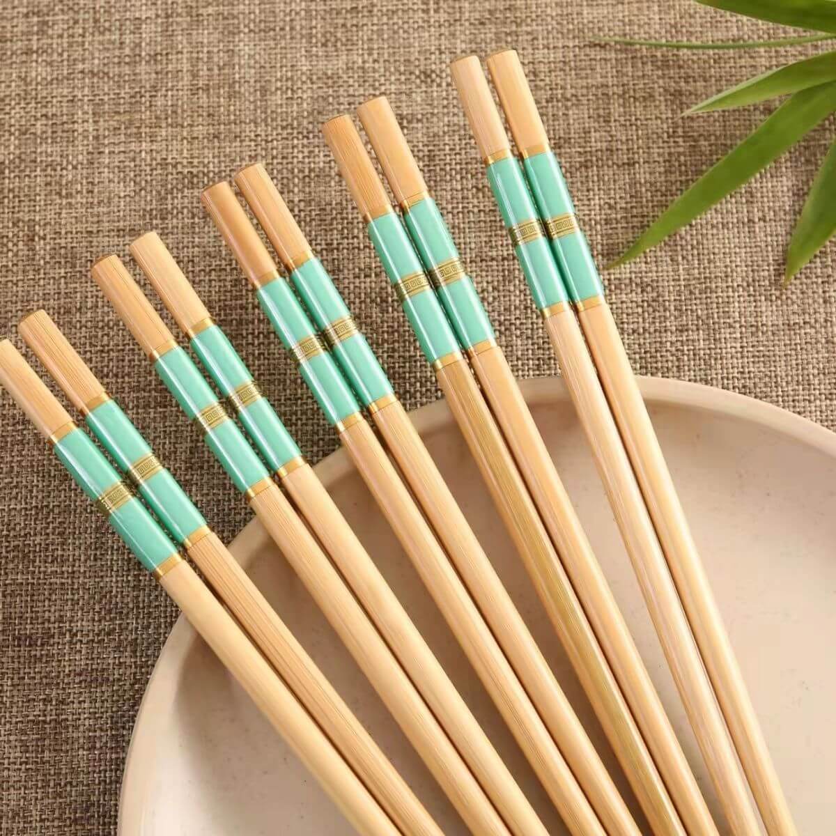 Colorful Natural Bamboo Chopsticks Advanced Chinese Style 5 Pairs Sets