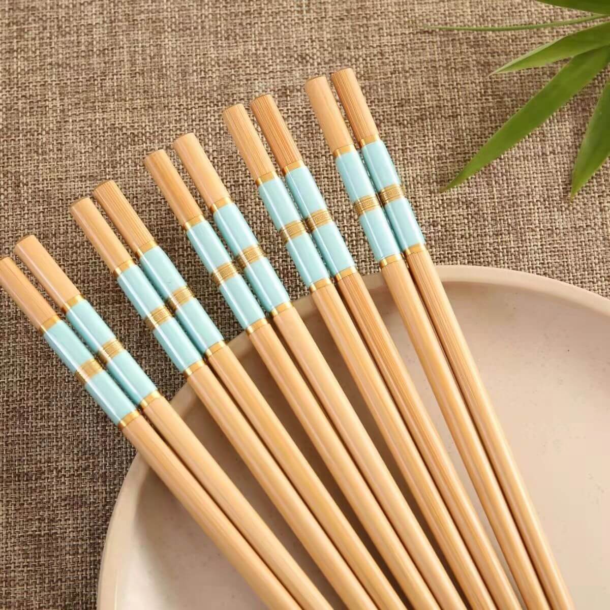 Colorful Natural Bamboo Chopsticks Advanced Chinese Style 5 Pairs Sets