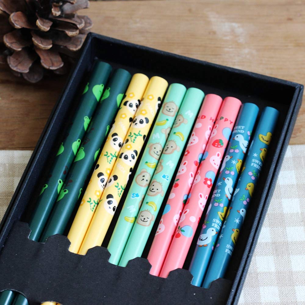 Kawaii Colorful Animals Reusable Natural Bamboo Chopsticks 5 Pairs Sets
