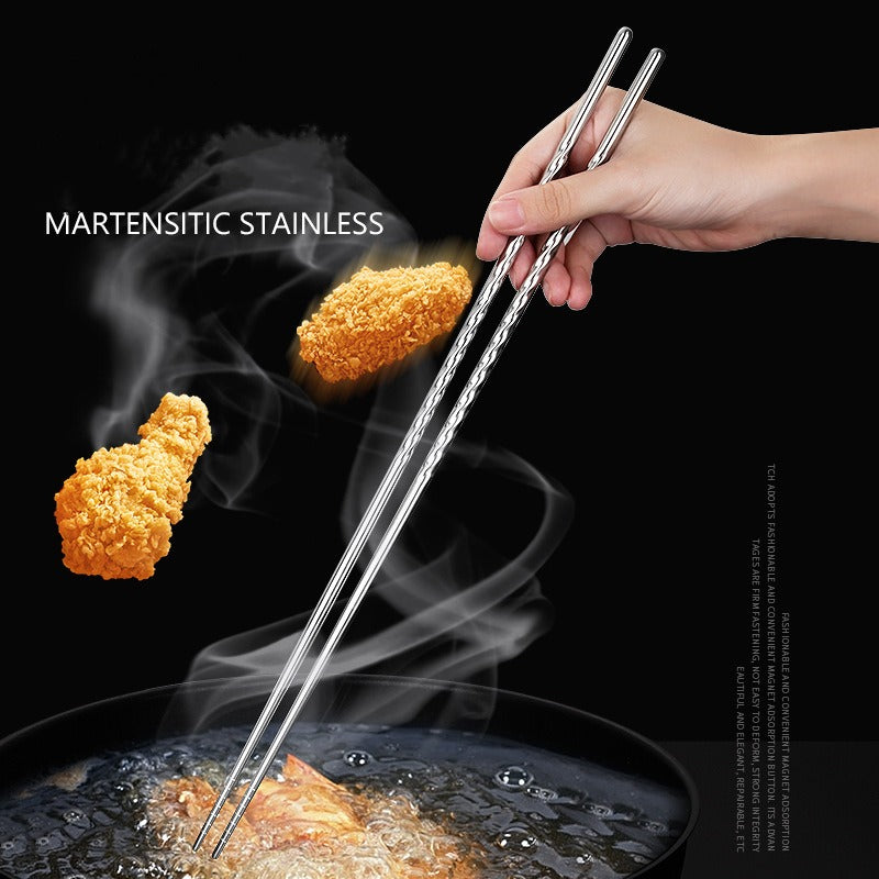 Long Stainless Steel Cooking Chopsticks Chinese Style 15.2 Inch 3 Pair – choptool