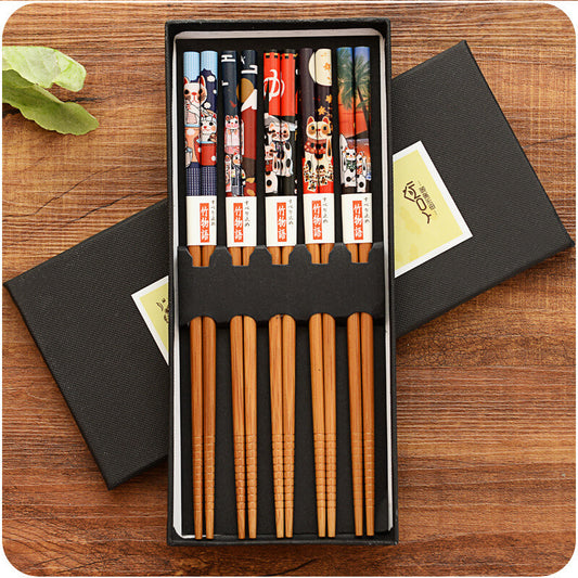 Lucky Cat Natural Bamboo Chopsticks