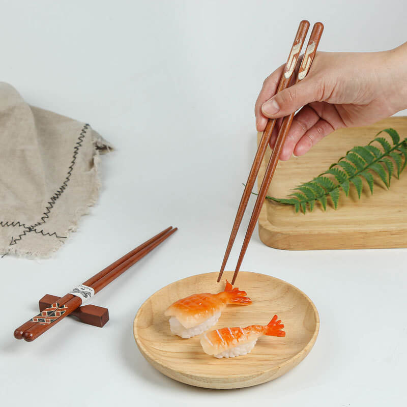 Red Sandalwood Chopsticks Japanese Painted Style Creative Gift 5 Pairs Sets