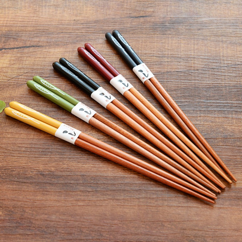Pretty Natural Bamboo Chopsticks Japanese Saury Style Gift 5 Pairs Sets