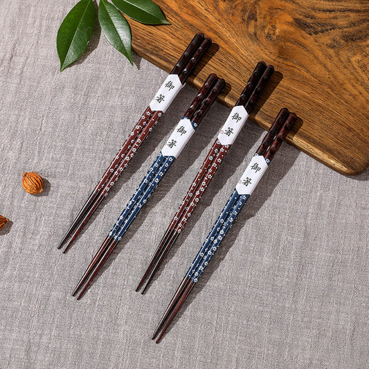 Reusable Wooden Pointed Chopsticks Japanese Cherry Style