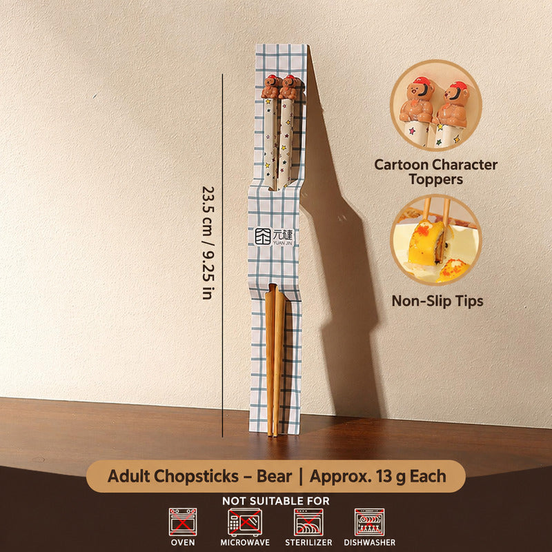 Cute Animal Bamboo Chopsticks for Kids & Adults – Matching Family Sets
