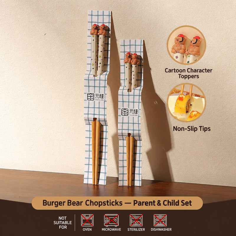 Cute Animal Bamboo Chopsticks for Kids & Adults – Matching Family Sets