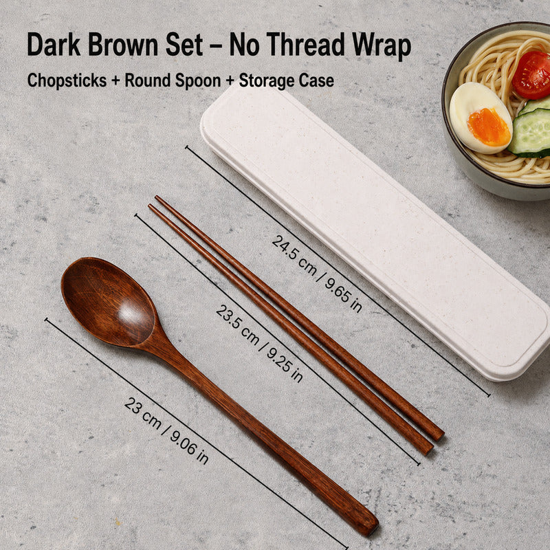 Portable Wooden Chopsticks & Spoon Set with Travel Case