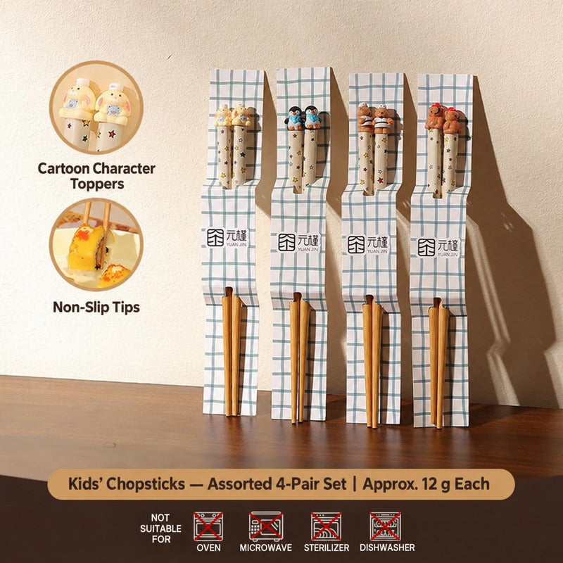 Cute Animal Bamboo Chopsticks for Kids & Adults – Matching Family Sets