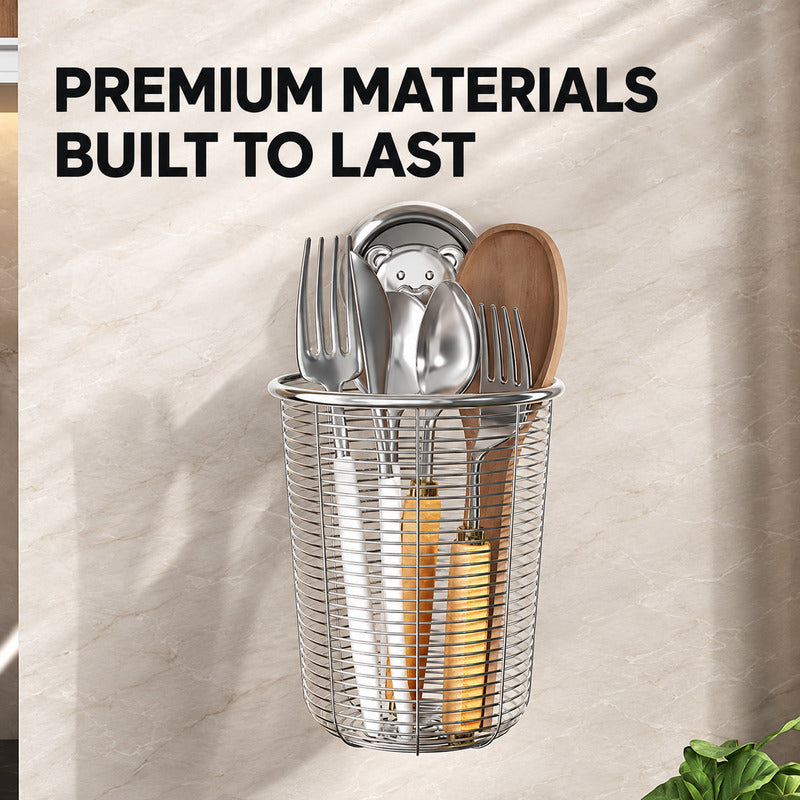 304 Stainless Steel Wall-Mounted Chopstick Holder with No-Drill Suction Cup