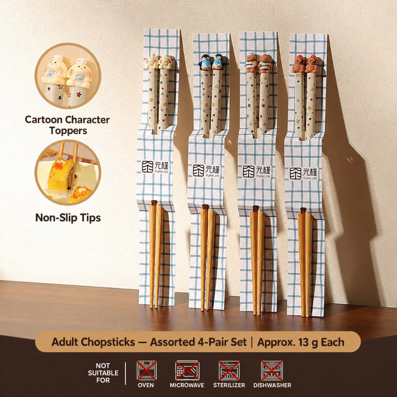Cute Animal Bamboo Chopsticks for Kids & Adults – Matching Family Sets