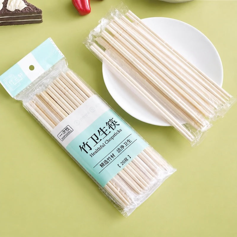 20 Pairs Individually Wrapped Bamboo Chopsticks
