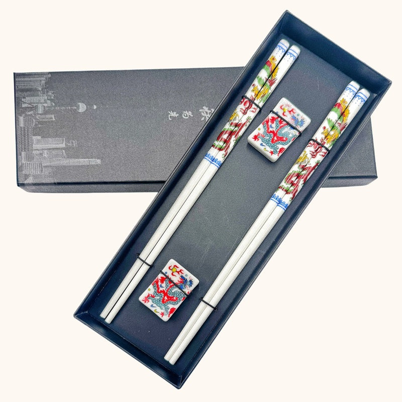 2 Pairs – Dragon & Phoenix with Chopstick Rests