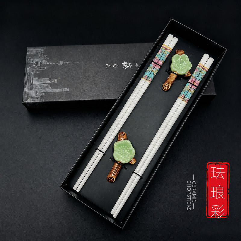 2 Pairs – Multicolor Floral with Chopstick Rests