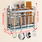 304 Stainless Steel Chopstick and Utensil Holder with Drain Tray and Hooks Size
