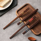 4 Pairs Reusable Wooden Chopsticks Set with Fish & Floral Designs