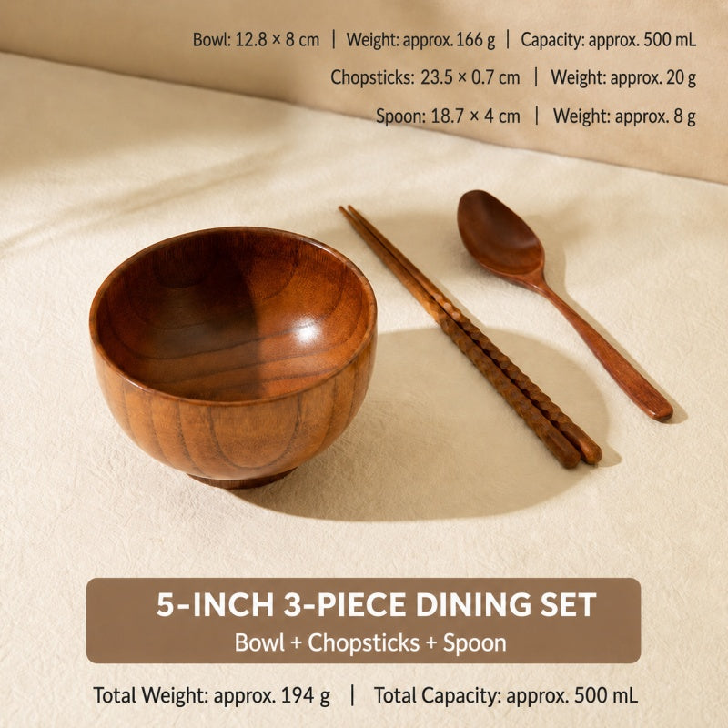 Natural Jujube Wood Bowl – Japanese-Style Rice, Soup & Noodle Bowl