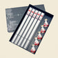 5 Pairs – Red Plum Blossom with Rests & Gift Bag