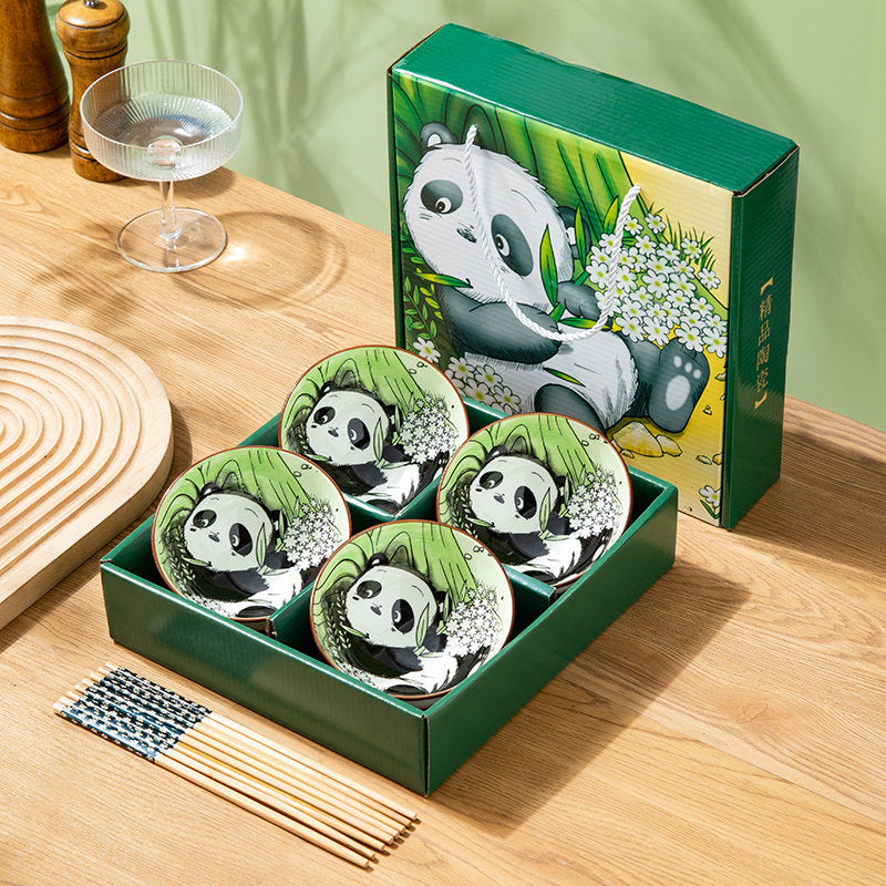 Panda Ceramic Bowl and Chopsticks Gift Set