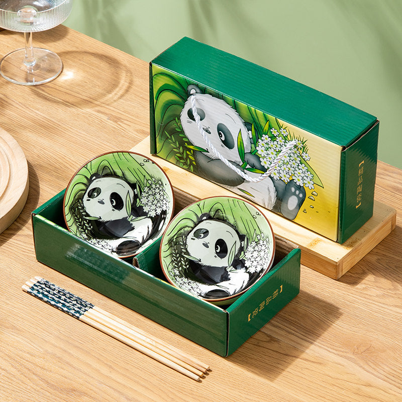 Panda Ceramic Bowl and Chopsticks Gift Set