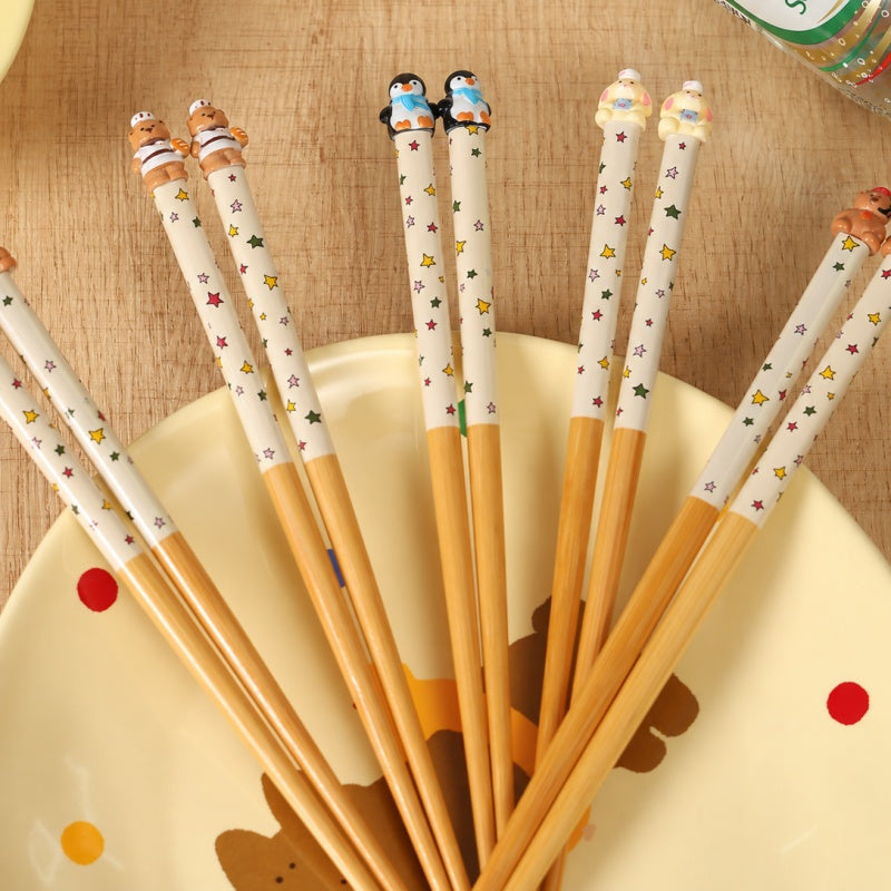 Cute Animal Bamboo Chopsticks for Kids & Adults – Matching Family Sets