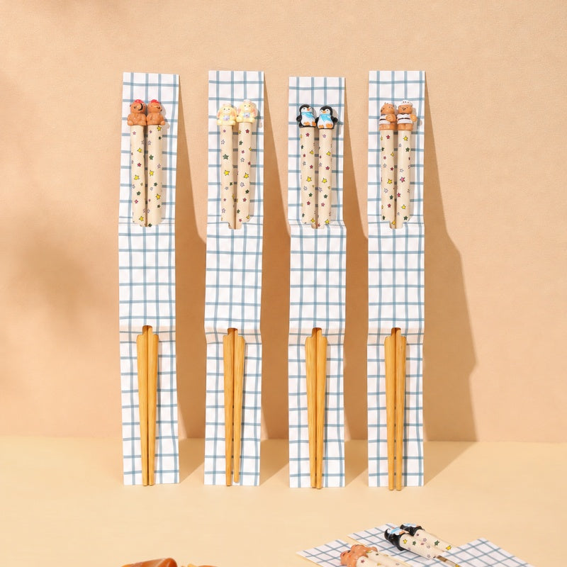 Cute Animal Bamboo Chopsticks for Kids & Adults – Matching Family Sets