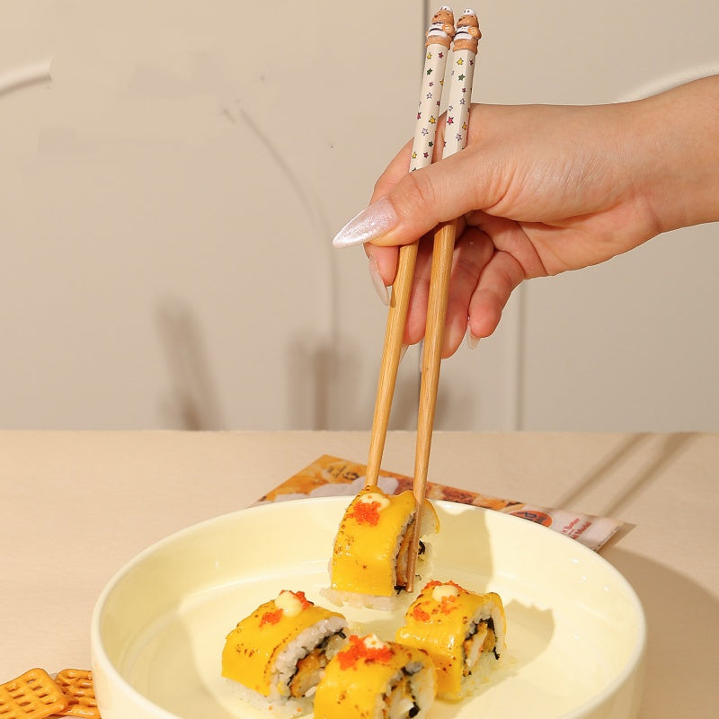 Cute Animal Bamboo Chopsticks for Kids & Adults – Matching Family Sets