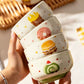 Cute Ceramic Rice Bowl Set with Food Designs – Microwave & Dishwasher Safe