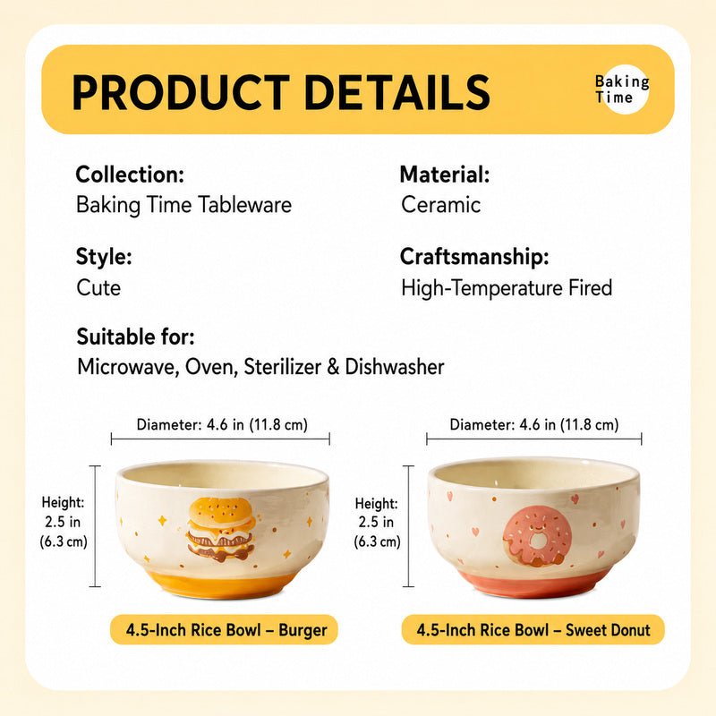 Microwave and dishwasher safe ceramic rice bowl