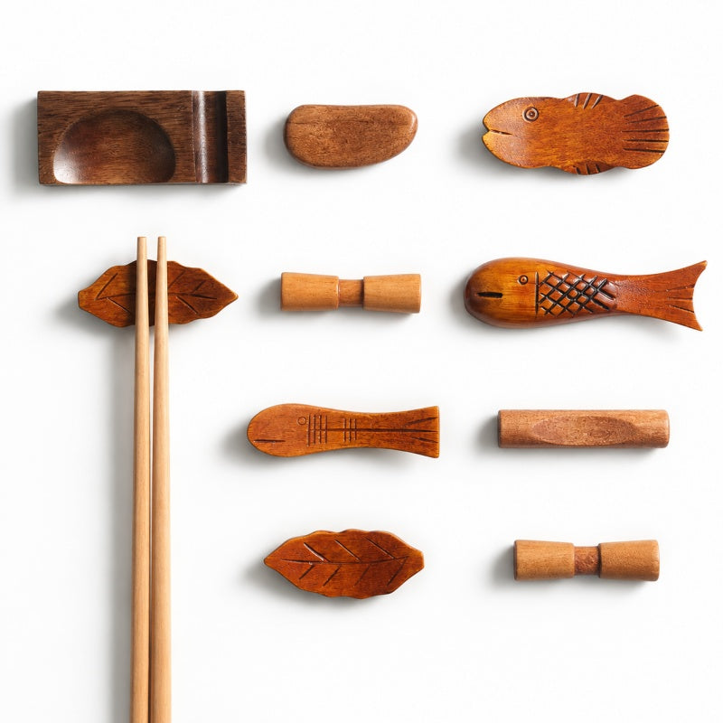 Handcrafted Wooden Chopstick Rests in Japanese-Inspired Designs