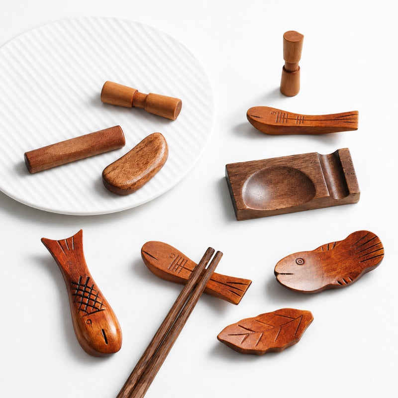 Handcrafted Wooden Chopstick Rests in Japanese-Inspired Designs