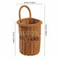 A brown woven wicker basket with a single loop handle, shown with dimension lines and text indicating a height of 17 cm (6.69 in) and a width/depth of 13 cm (5.