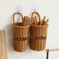 Handwoven PE Rattan-Look Wall-Mounted Chopstick Holder Basket