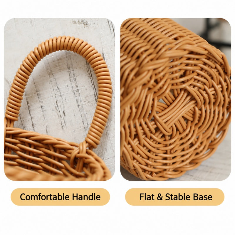 Handwoven PE Rattan-Look Wall-Mounted Chopstick Holder Basket