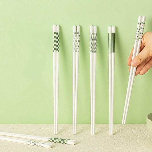 High-End Green Wavy Ceramic Chopsticks Japanese Style Gift 5 Pairs Sets