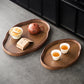 Irregular Bamboo & Wood Serving Tray with Walnut Finish