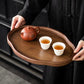 Irregular Bamboo Serving Tray with Walnut Finish for Tea & Snacks