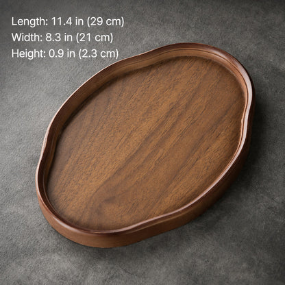 Irregular Bamboo & Wood Serving Tray with Walnut Finish