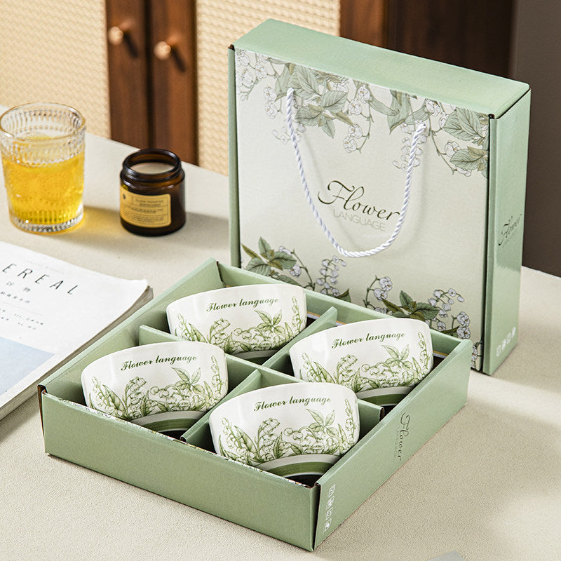 Lily of the Valley Bowl and Chopsticks Gift Set