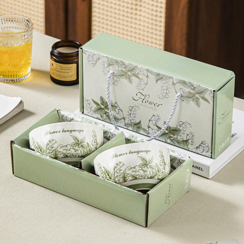 Lily of the Valley Bowl and Chopsticks Gift Set